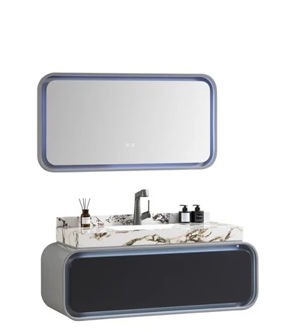 Two Tone Bathroom Vanity with Curved Design
